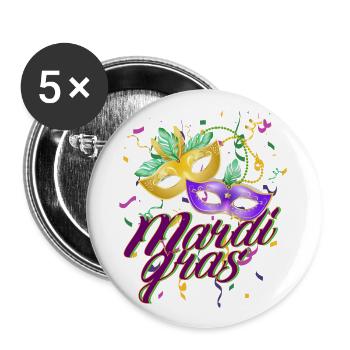 CARNAVAL DE MARDI GRAS - Lot de 5 grands badges (56 mm) - blanc - Devant