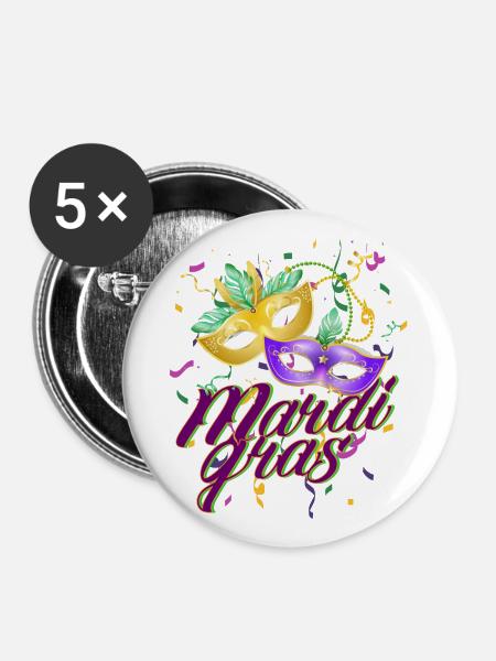 KARNEVAL KARNEVAL - Buttons groß 56 mm (5er Pack) - Weiß