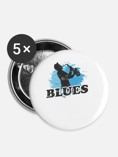 Blues Saxophon Musik Trompete - Buttons groß 56 mm (5er Pack) - Weiß
