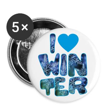 Winter mots with snowflakes for fans of winter - Buttons large 2.2''/56 mm (5-pack) - white - Front