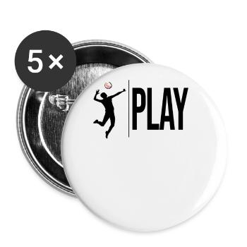Funny Play Volleyball - - Buttons large 2.2''/56 mm (5-pack) - white - Front