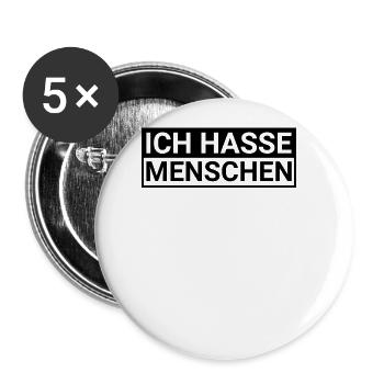 Lustiges Ich hasse Menschen Humorvoll - Buttons groß 56 mm (5er Pack) - Weiß - Vorne