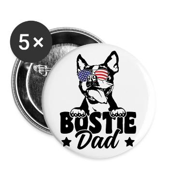 Bostie Dad Patriotic Boston Terrier Hundeliebhaber 4. Platz - Buttons groß 56 mm (5er Pack) - Weiß - Vorne
