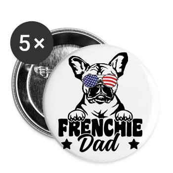 Frenchie Papa Patriotic French Bulldog Dog Lover - Lot de 5 grands badges (56 mm) - blanc - Devant
