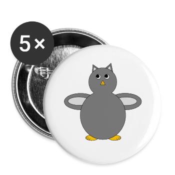 Cute Grey Owl - Gift Idea - Buttons large 2.2''/56 mm (5-pack) - white - Front