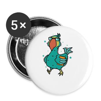 Dodo with a book bird from Mauritius - Buttons large 2.2''/56 mm (5-pack) - white - Front