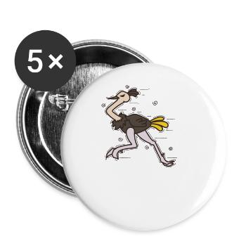 Ostrich running ratite savannah - Buttons large 2.2''/56 mm (5-pack) - white - Front