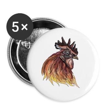 Kunstvolle Hahn Hühnerliebhaber Zeichnung - Buttons groß 56 mm (5er Pack) - Weiß - Vorne