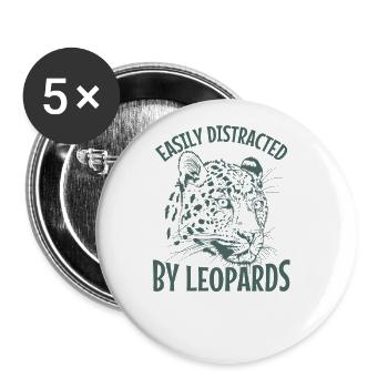 Easily Distracted by Leopards Raubkatze - Buttons large 2.2''/56 mm (5-pack) - white - Front