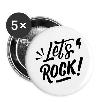 Let's Rock - Rock Music Rock & Roll - Buttons large 2.2''/56 mm (5-pack) - white - Front