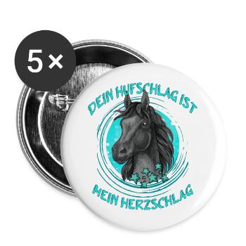 Reiten ist Pferdeliebe für Pferd und Pferde - Buttons groß 56 mm (5er Pack) - Weiß - Vorne