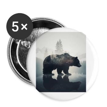 Ours majestueux dans les montagnes sur Forest - Lot de 5 grands badges (56 mm) - blanc - Devant
