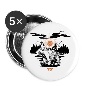 Bär in der Natur - Buttons groß 56 mm (5er Pack) - Weiß - Vorne