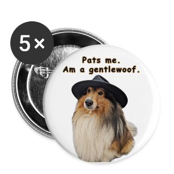 Me tapote. Je suis un gentlewoof. Shetie Chien Doggolingo - Lot de 5 grands badges (56 mm) - blanc - Devant