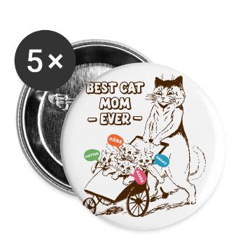 Best Cat Mom Ever Family Graphic - Buttons large 2.2''/56 mm (5-pack) - white - Front