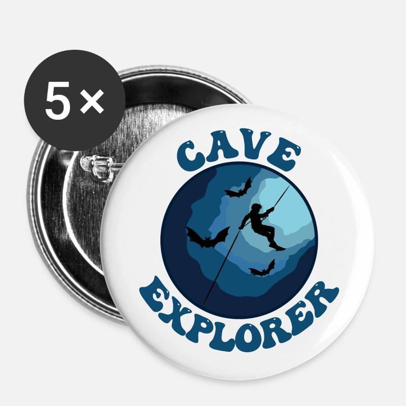 Cave Explorer - Caver Caving Potholing Speleology - Buttons large 2.2''/56 mm (5-pack) - white
