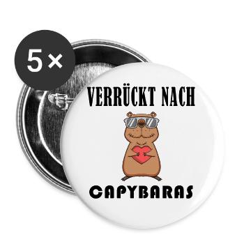 Capybara Wasserschwein Capybaras - Buttons groß 56 mm (5er Pack) - Weiß - Vorne