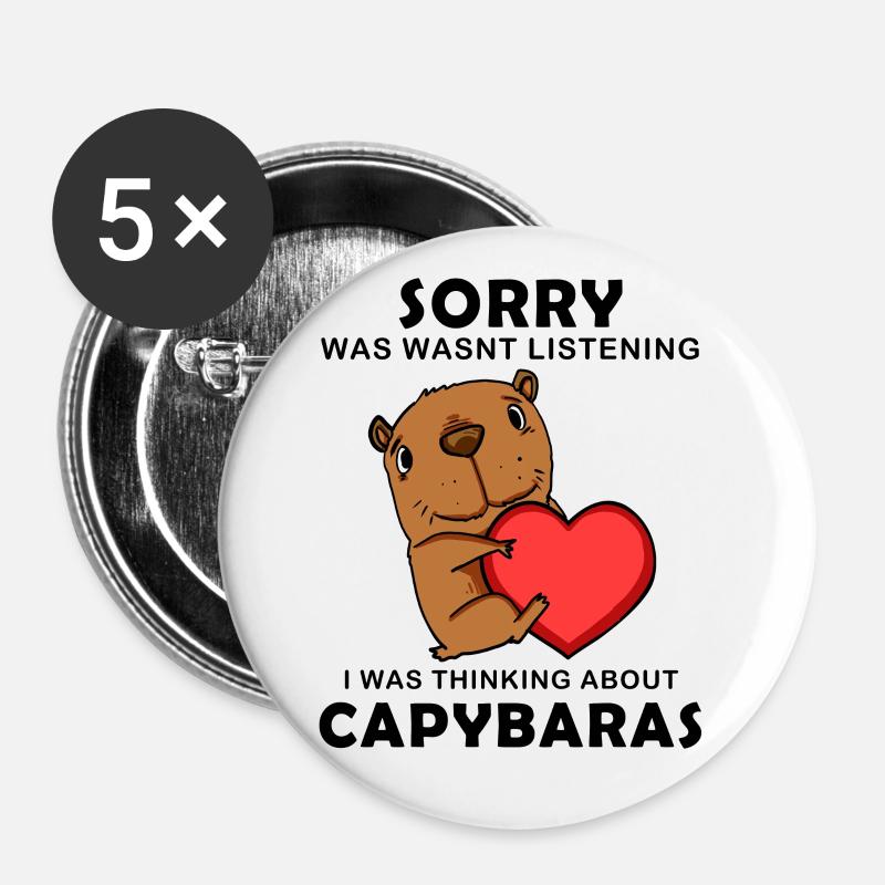 Capybara Wasserschwein Capybaras - Buttons large 2.2''/56 mm (5-pack) - white