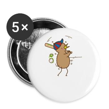 Kiwi spielt Baseball Vogel und Frucht - Buttons groß 56 mm (5er Pack) - Weiß - Vorne