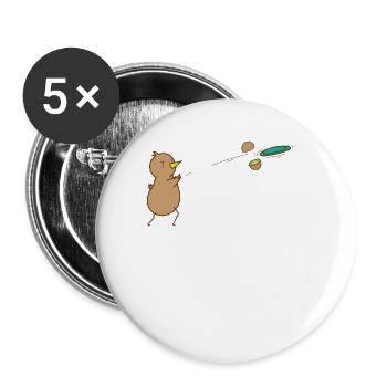 Kiwi spielt Frisbee Vogel und Frucht - Buttons groß 56 mm (5er Pack) - Weiß - Vorne