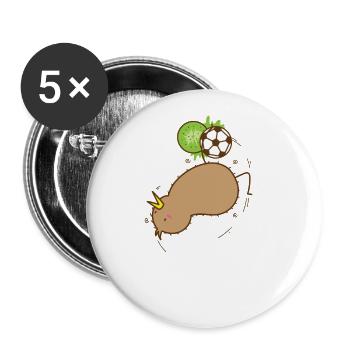 Kiwi avec oiseau et fruits - Lot de 5 grands badges (56 mm) - blanc - Devant