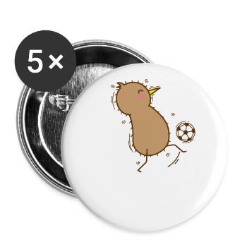 Kiwi Vogel spielt Fußball Sport - Buttons groß 56 mm (5er Pack) - Weiß - Vorne