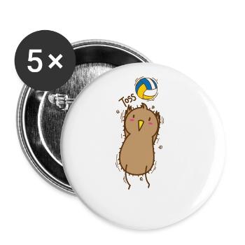 Volleyball Kiwi Bird et Kiwi Fruit - Lot de 5 grands badges (56 mm) - blanc - Devant