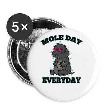 Mole Day Everyday Tier Erdhügel - Buttons groß 56 mm (5er Pack) - Weiß - Vorne