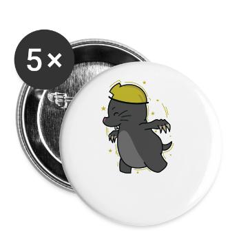 Bauarbeiter Maulwurf Tier Erdhügel - Buttons groß 56 mm (5er Pack) - Weiß - Vorne