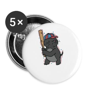 Maulwurf spielt Baseball Tier Erdhügel - Buttons groß 56 mm (5er Pack) - Weiß - Vorne