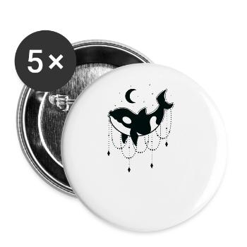 Orque avec des chaînes devant la lune - Lot de 5 grands badges (56 mm) - blanc - Devant