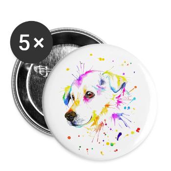 Cute Little Dog - Buttons large 2.2''/56 mm (5-pack) - white - Front