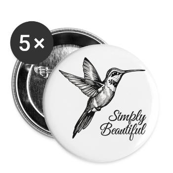 Kolibri Faszination der Fliegenden Juwelen - Buttons groß 56 mm (5er Pack) - Weiß - Vorne