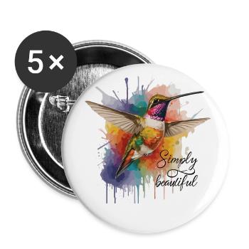Tout simplement magnifique : le design du colibri - Lot de 5 grands badges (56 mm) - blanc - Devant