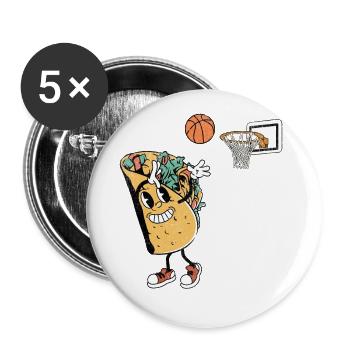 Taco Basketball Tacos Mexican Food - Buttons large 2.2''/56 mm (5-pack) - white - Front