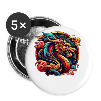 Year Of The Dragon 2024 Chinese Zodiac Lucky - Buttons large 2.2''/56 mm (5-pack) - white - Front