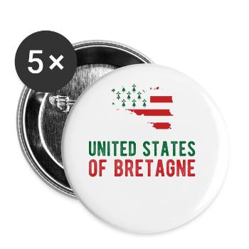 Vereinigte Staaten von Bretagne, rote bretonische Flagge - Buttons groß 56 mm (5er Pack) - Weiß - Vorne