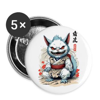 Japanese Yokai Cat Streetwear Aesthetic Cats - Buttons large 2.2''/56 mm (5-pack) - white - Front
