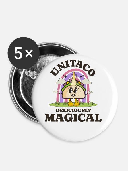 Taco - Buttons groß 56 mm (5er Pack) - Weiß