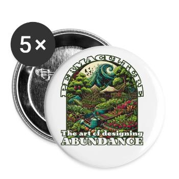 Permaculture Garden Food Forest Design - Buttons large 2.2''/56 mm (5-pack) - white - Front