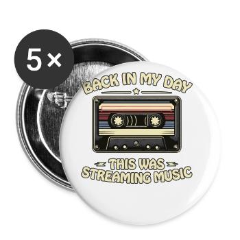 Retro 80er 90er Jahre Kassette Back In My Day Nostalgie - Buttons groß 56 mm (5er Pack) - Weiß - Vorne