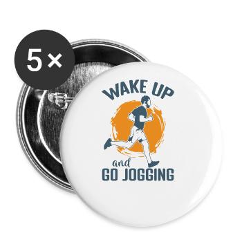 Wake up and go Jogging - Buttons large 2.2''/56 mm (5-pack) - white - Front