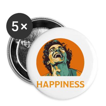 I Suffer From Chronic Happiness Funny Man Laugh - Buttons large 2.2''/56 mm (5-pack) - white - Front
