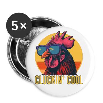 Cluckin' Cool Chicken Dans Des Lunettes De Soleil Collecte D’oeufs - Lot de 5 grands badges (56 mm) - blanc - Devant