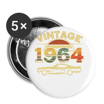 60 Jahre alte Geschenke Jahrgang Jahrgang 1964 Retro - Buttons groß 56 mm (5er Pack) - Weiß - Vorne