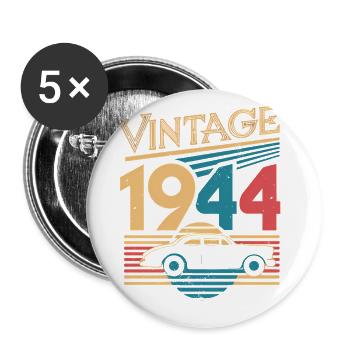 60 Jahre alte Geschenke Vintage Jahrgang 1944 Retro - Buttons groß 56 mm (5er Pack) - Weiß - Vorne