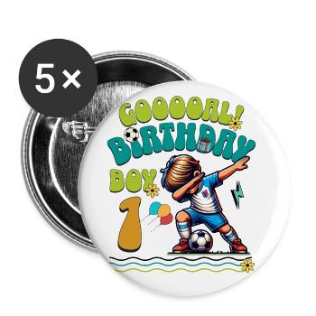 1er anniversaire Football - Lot de 5 grands badges (56 mm) - blanc - Devant