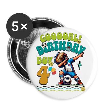 4th Birthday Football - Buttons large 2.2''/56 mm (5-pack) - white - Front