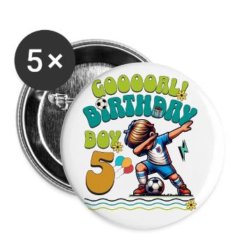 5th Birthday Football - Buttons large 2.2''/56 mm (5-pack) - white - Front
