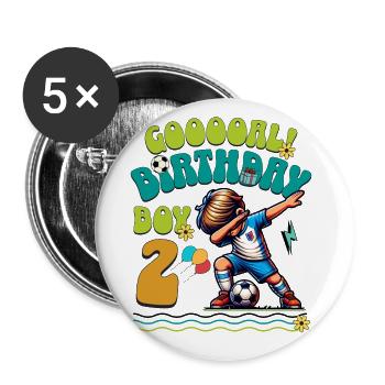 2ème anniversaire Football - Lot de 5 grands badges (56 mm) - blanc - Devant